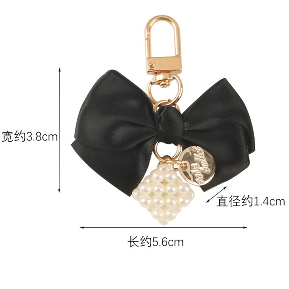 4 Styles Bow Keychain Fashion Geometry Pearl Flower Keyring For Women Handbag