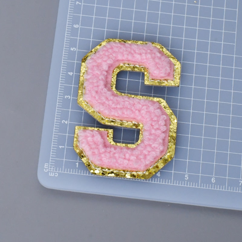 A-Z Letter Patches 5.5cm Adhesive Letter Patches Towel Chenille Embroidery For