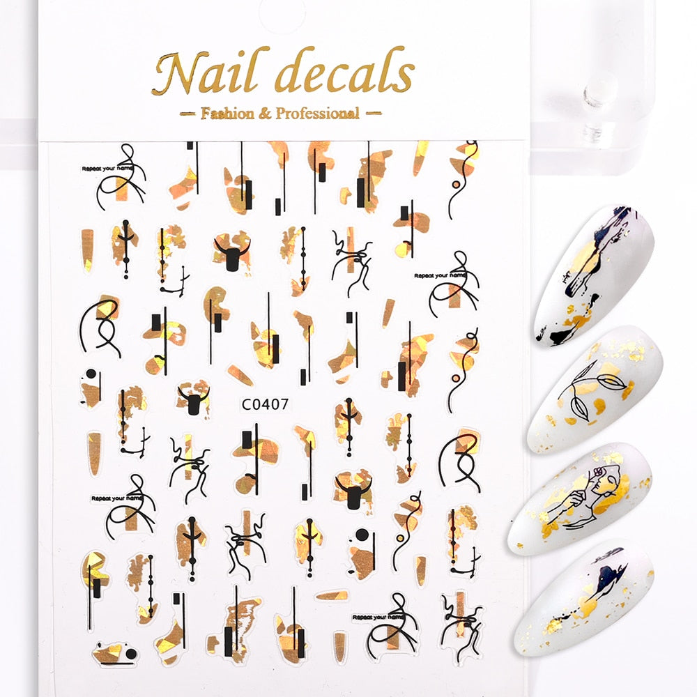 Abstract Lines and Shapes Nails Stickers Adhesive DIY Nail Art Decals Nail