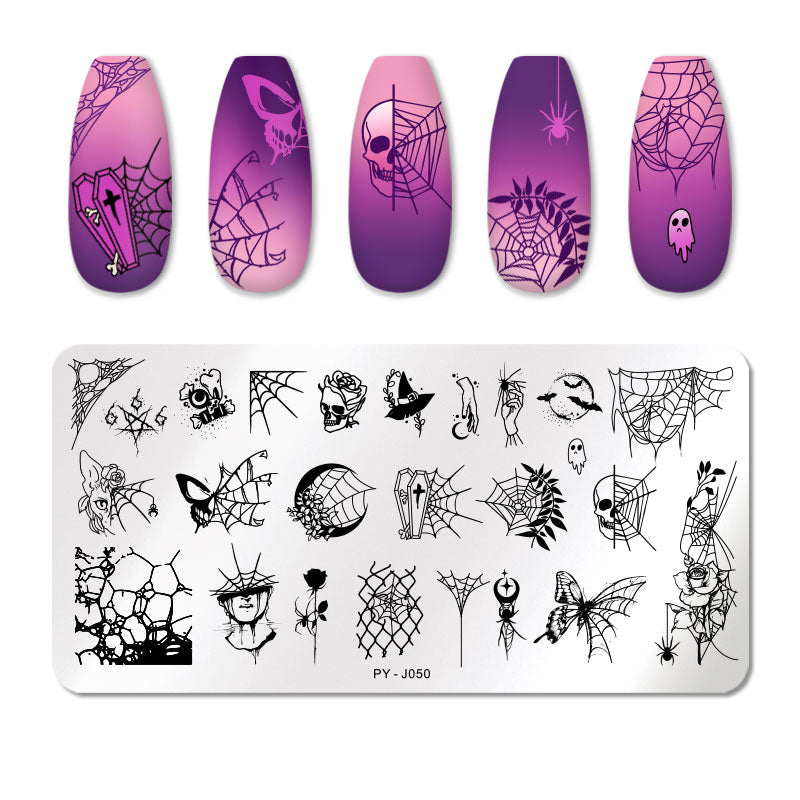 Spider Web Insects Nail Stamping Plates Stencil Tools Template Plate Mold Nail