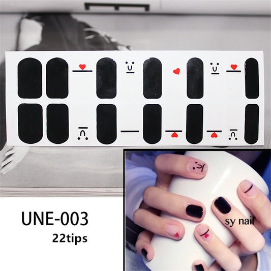 Emoji Hearts Black Nail Art Stickers Nail Wraps Manicure DIY Nails Decor Decal