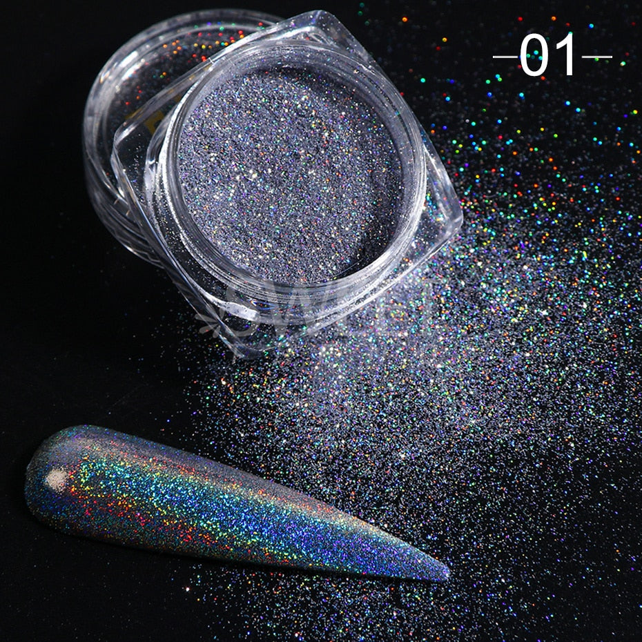 54 Colors 1 Box Reflective Nail Powder Flash Disco Diamond Chrome Pigment