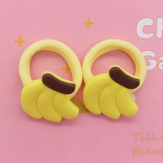 2Pcs Bananas Bunch Cute Rubber Band Hairbands Creative Scrunchies Kids Elastic