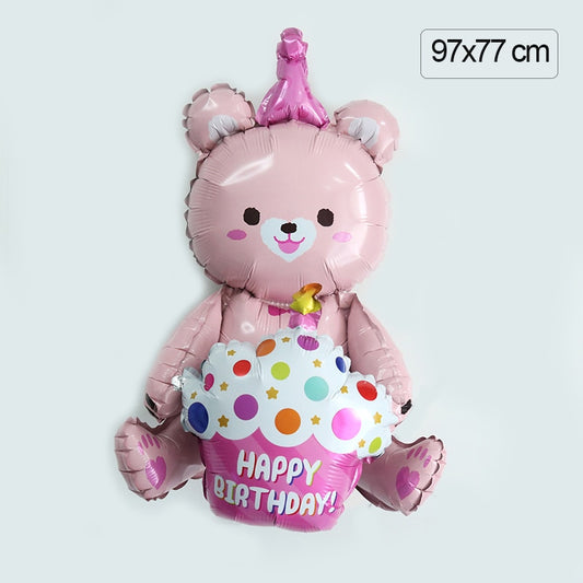 1pc Pink Cake Bear Party Hat Balloons Birthday Party Decoration Art Balloon