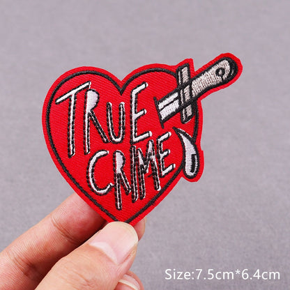 Crime Heart Knife Embroidery Patch Iron On Patches Clothing Thermo-Adhesive