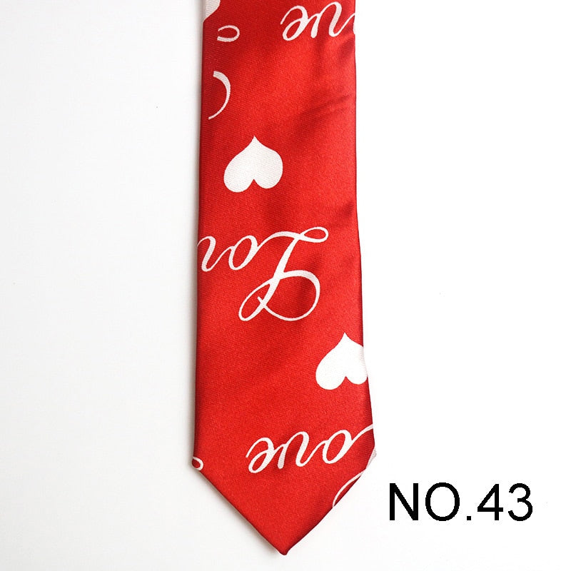 Love Hearts Red Men's Tie Male Neckties Suit Party Ties Wedding Office Necktie