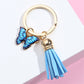 6 Styles Dripping Oil Butterfly Charms Keychain Tassel Girl Fashion Key Rings