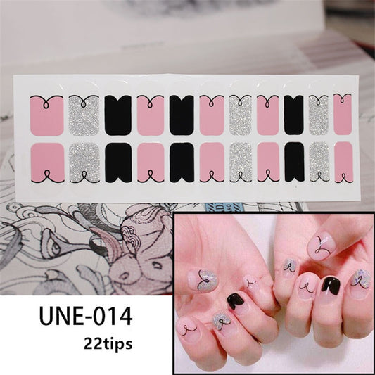 Pink Black Silver String Nail Art Stickers Nail Wraps Manicure DIY Nails Decor