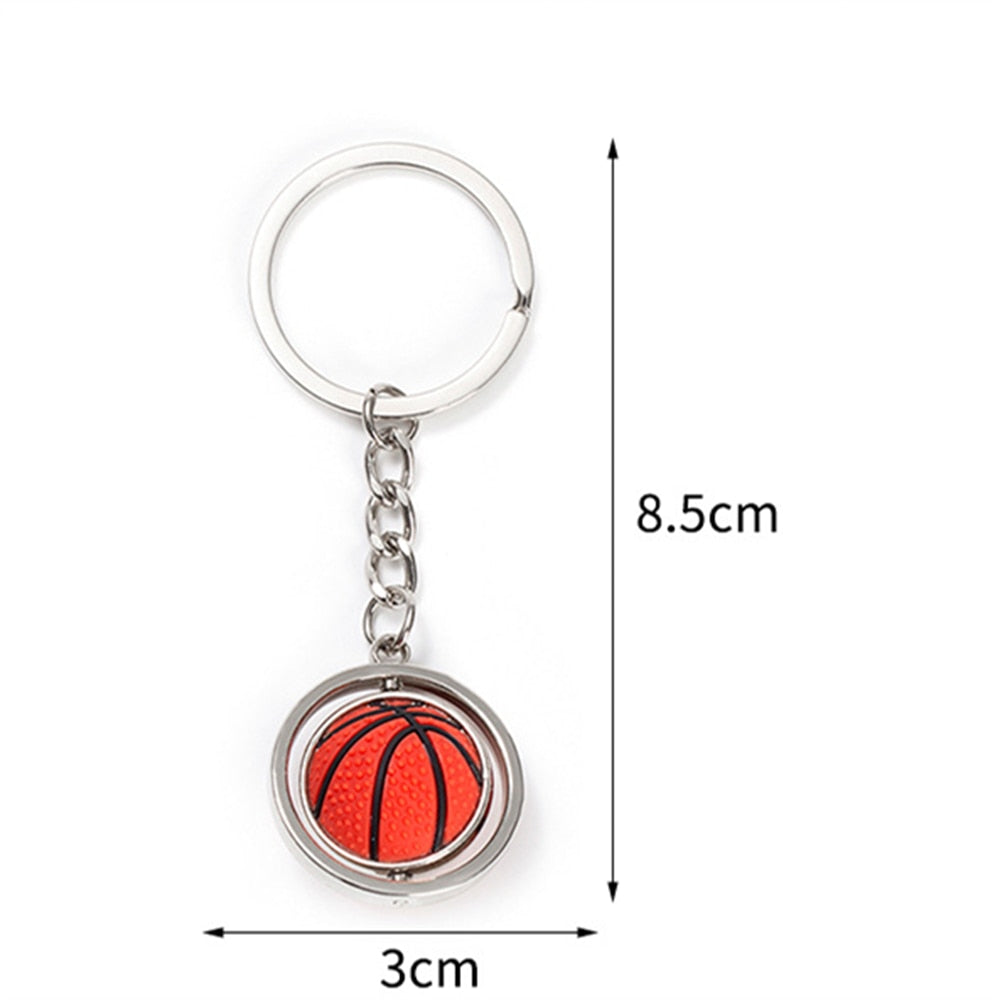 5 Styles 3D Rotating Mini Basketball Football Keychain Golf Rugby Pendant Key