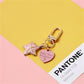 Pink Sea Star Keychain Charms Headphone Case Pendant Women Bag Pearl Ornaments