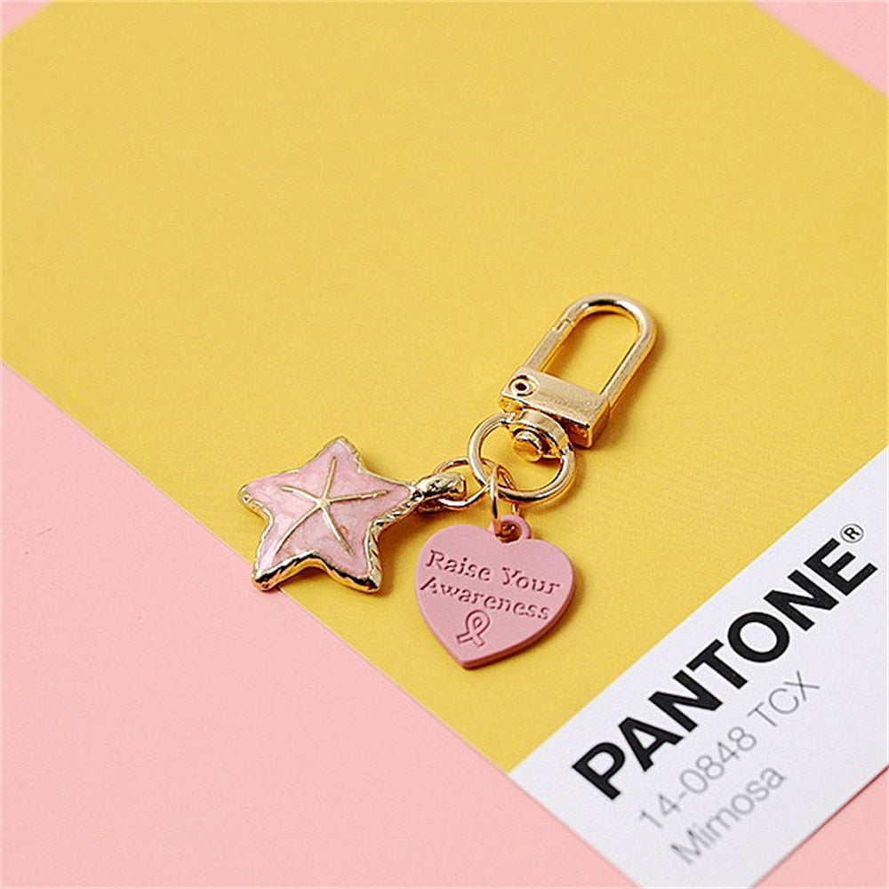 Pink Sea Star Keychain Charms Headphone Case Pendant Women Bag Pearl Ornaments