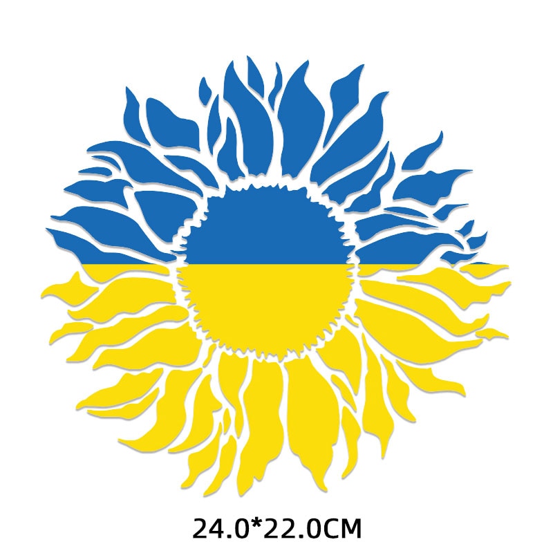 Ukrainian Flag Sunflower Thermal Stickers on T-shirt DIY Patches Iron on