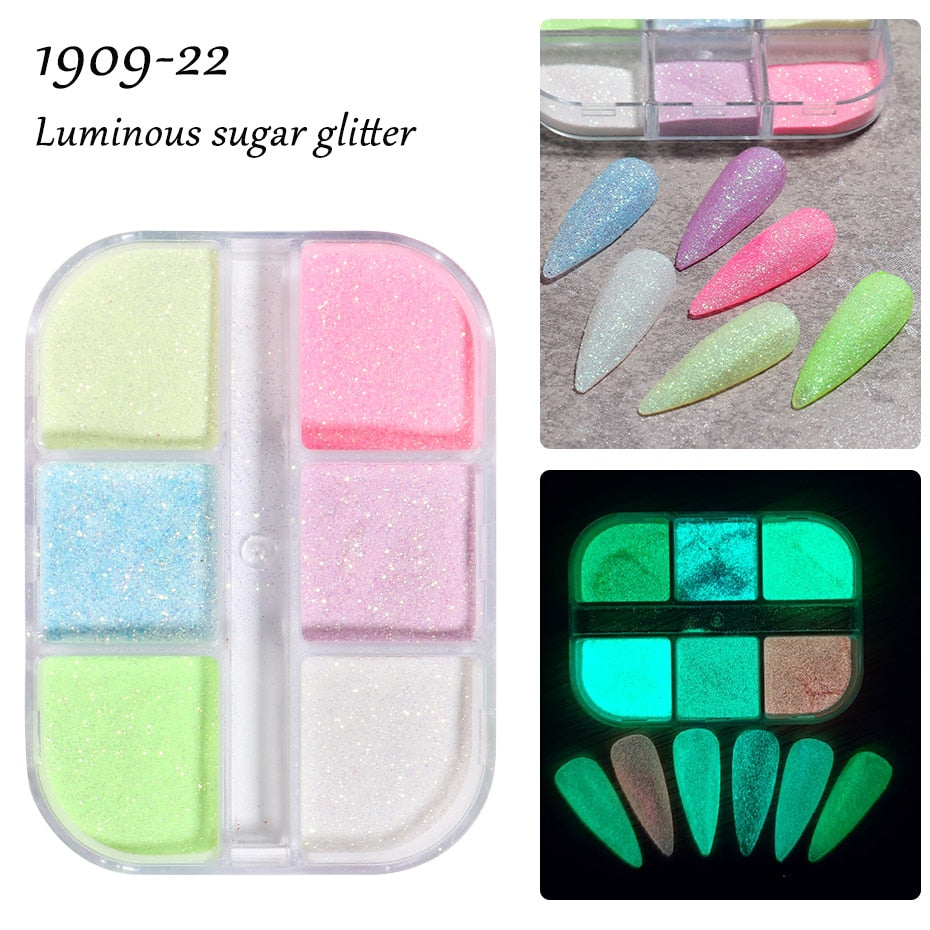 21 Options Neon Powder Nail Glitter Fluorescent Pigment Pink Yellow Nail Art