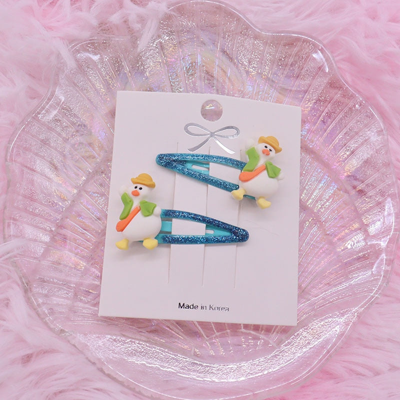 2Pcs/Set Kawaii Cartoon Hair Accessories Fashion Animal Duck Resin Baby Headband