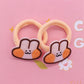 2Pcs Orange Rabbit Cute Rubber Band Hairbands Creative Scrunchies Kids Elastic