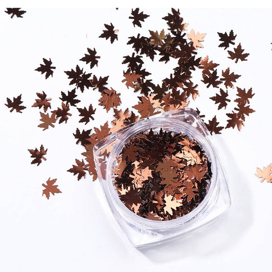 Maple Leaves Bronze Color Nail Glitter Decoration Nail Art Decor DIY Design