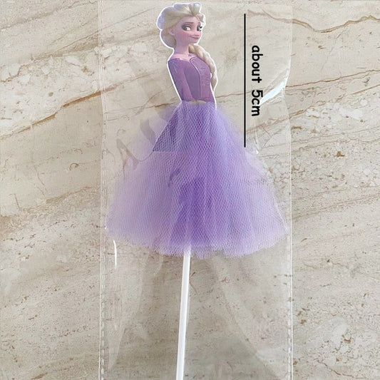 1pc Cute Purple Dress Princess Cake Cupcake Toppers Cake Flag Birthday Baby