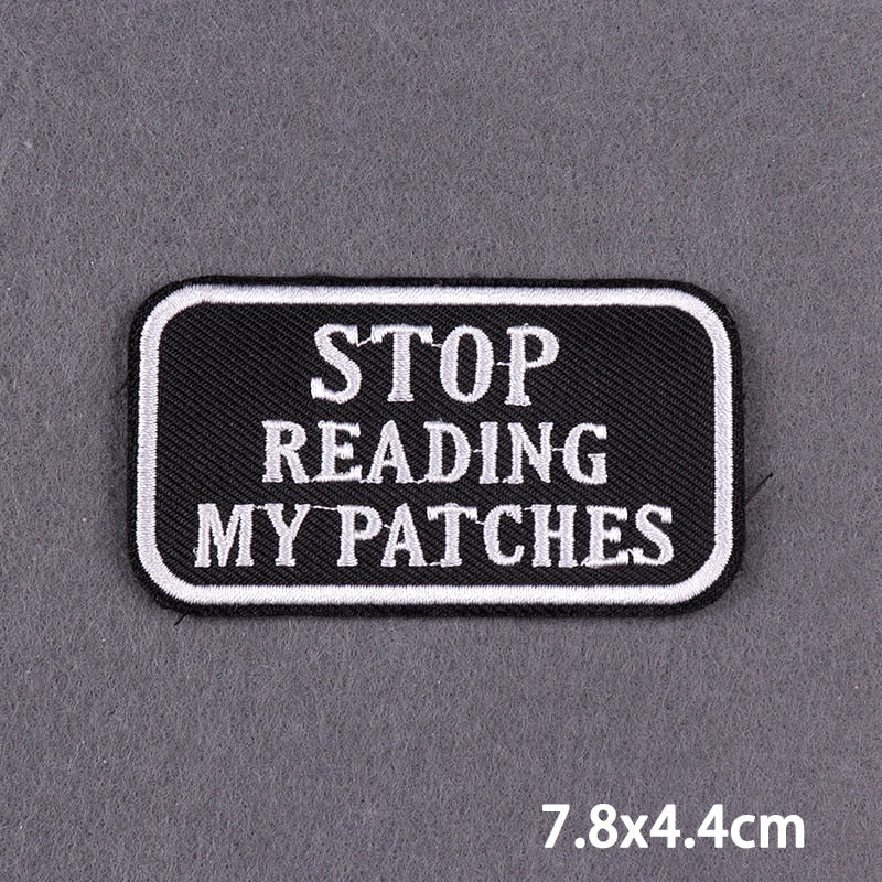 46 Styles Black Patch With Slogan Iron On Patches For Clothes DIY Embroidery
