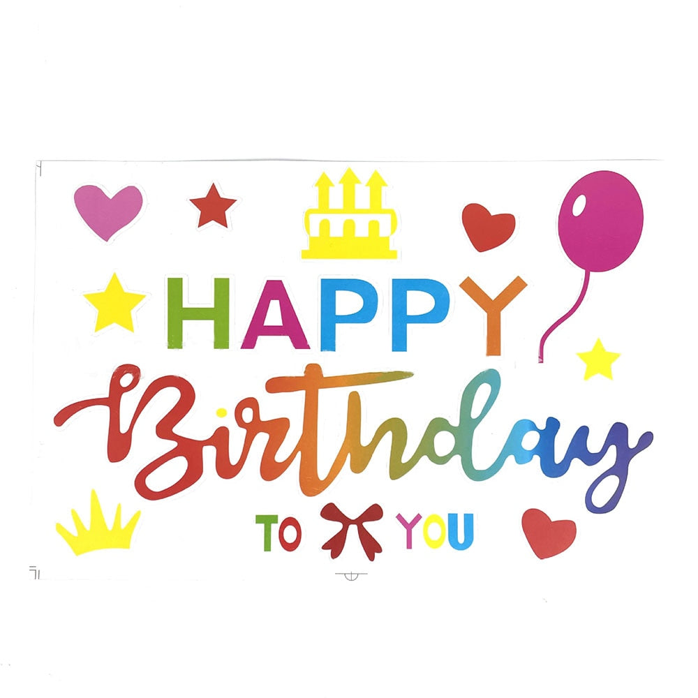 40 Styles Happy Birthday Party Stickers for Big Clear Transparent Balloon Bobo