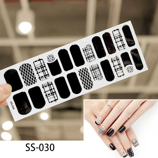 Black and White Plaid Nail Art Stickers Nail Wraps Manicure DIY Nails Decor