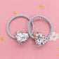 2Pcs/Set Glittering Love Resin Children's Rubber Bands Sweet Hair Accessories