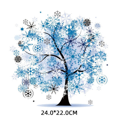 Winter Tree Thermal Stickers on T-shirt DIY Patches Iron on Transfer for