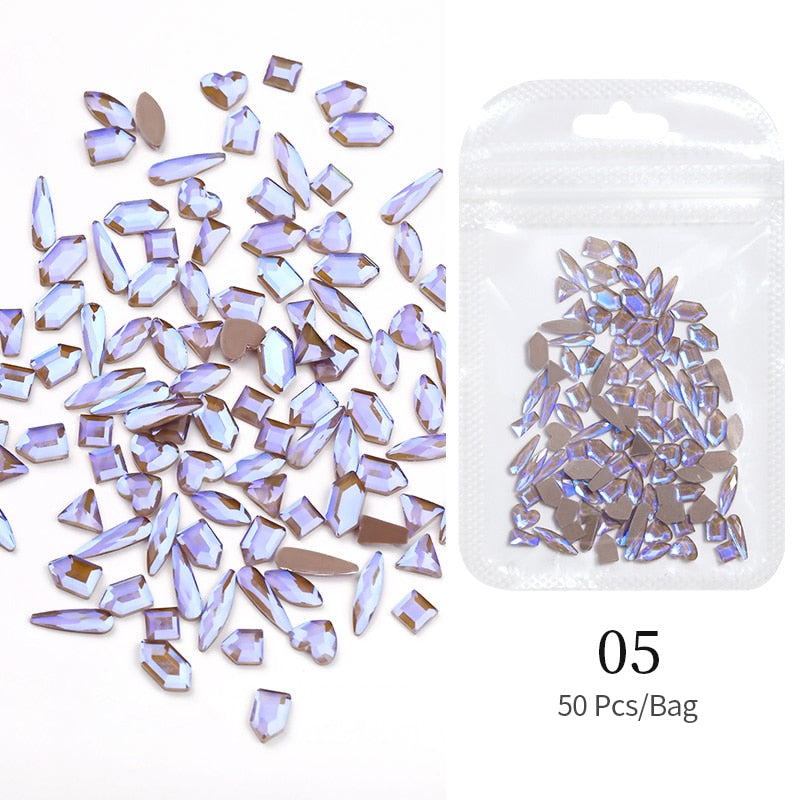 Purple Rhinestones Nail Art Charms DIY Flatback 3D Nail Decoration Nail