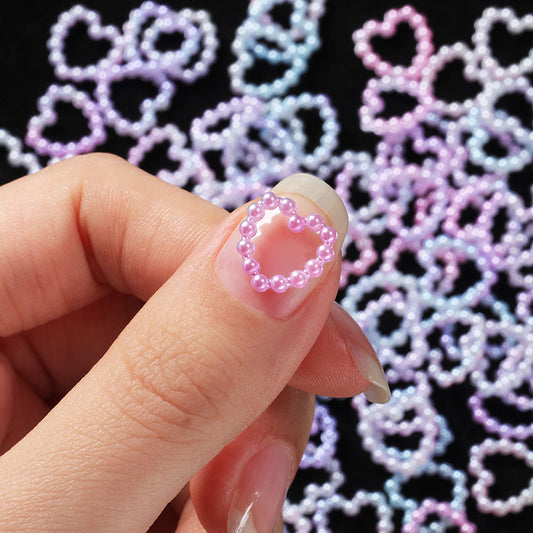 100Pcs Candy Color Heart Nail Art Jewelry Decoration DIY Nail Crafts Accessories