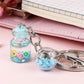 7 Styles Bottle With Glitter Flower Decor Keychain Gift Cute Charms Keyring