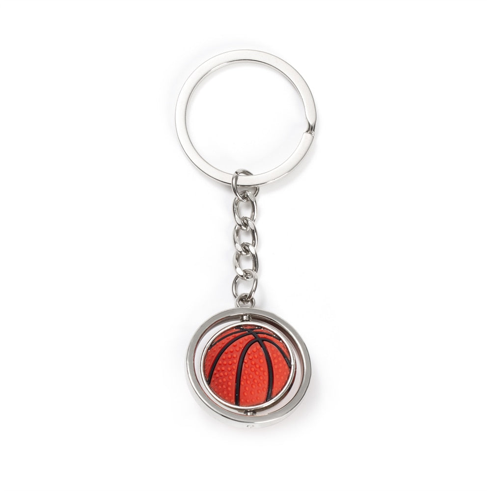 5 Styles 3D Rotating Mini Basketball Football Keychain Golf Rugby Pendant Key