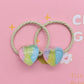 2Pcs/Set Glittering Love Resin Children's Rubber Bands Sweet Hair Accessories