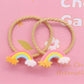 2Pcs Rainbow Cloud Stars Cartoon Rubber Band Kids Art Hairband Creative