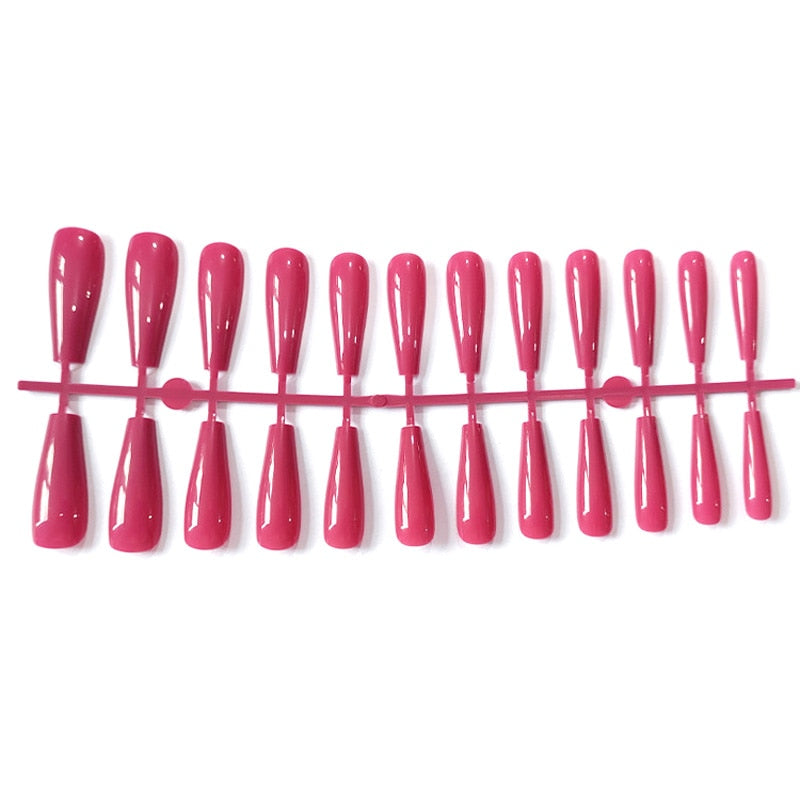 24pcs Mix Colors Smooth Super Long Coffin False Nail Ballet Press on Nails Tips