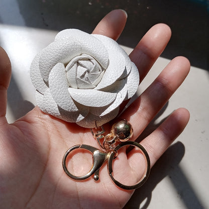 Flower White Rose Keychain for Woman Jewelry Bag Decoration Bag Charm