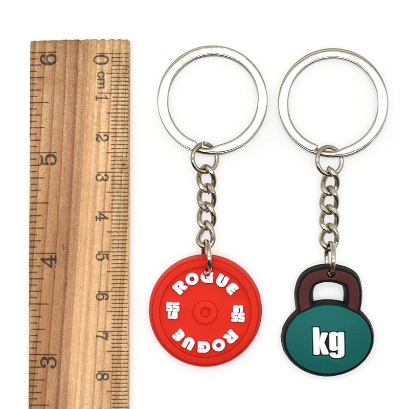 18 Styles Cartoon PVC Keychain Strength Sports Barbell Dumbbell Weight Fitness