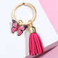 Hot Pink Dripping Oil Butterfly Charms Keychain Tassel Girl Fashion Key Rings