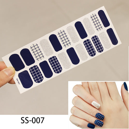 Navy Blue Plaid Design Nail Art Stickers Nail Wraps Manicure DIY Nails Decor