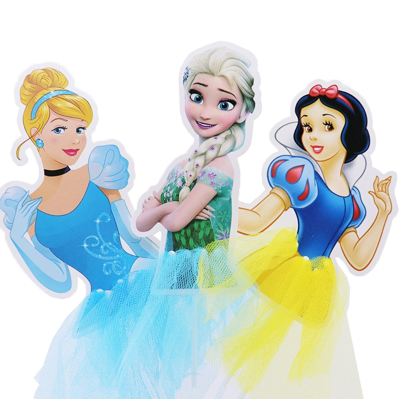 21 Styles Cartoon Princess Cake Decoration Frozen Cake Cupcake Toppers Cake Flag