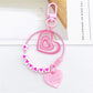 Pink Heart Beads Pendant Acrylic Keychains Cute Love Keyrings Women Bag