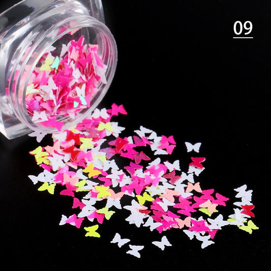 Candy Color Pink Butterfly Nail Glitter Decoration Nail Art Decor DIY Design