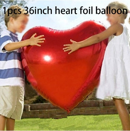 1pc 36 inch Red Heart Foil Balloon Valentines Day Inflatable Balloon Birthday