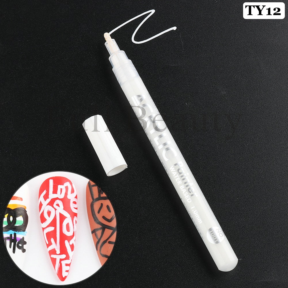 Metallic Gold Nail Polish Waterproof Nail Marker Pen For Design Graffiti Drawing