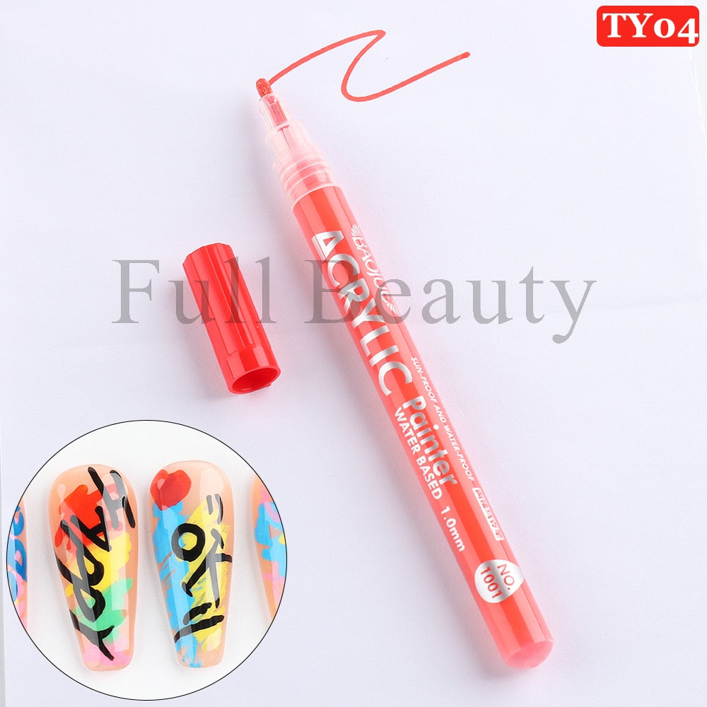 Metallic Gold Nail Polish Waterproof Nail Marker Pen For Design Graffiti Drawing