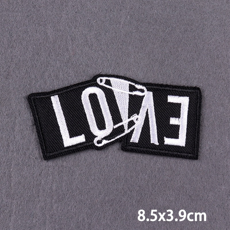 46 Styles Black Patch With Slogan Iron On Patches For Clothes DIY Embroidery