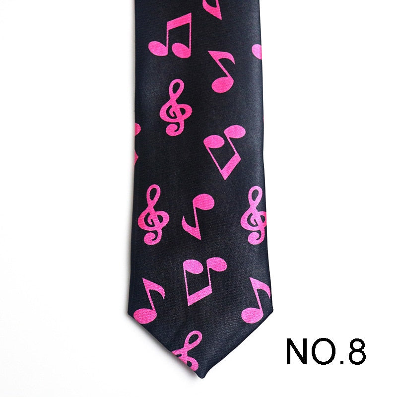 Pink Music Notes Men's Tie Male Neckties Suit Party Ties Wedding Office Necktie