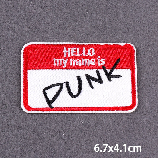 Hello My Name Is Punk Slogan Patch Iron On Badge Clothes DIY Embroidery Patches