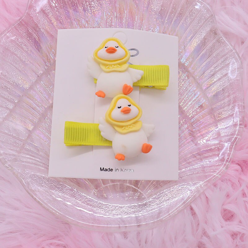 2Pcs/Set Kawaii Cartoon Hair Accessories Fashion Animal Duck Resin Baby Headband