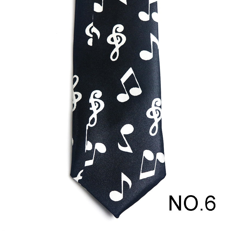 Black Tie Music Notes Novelty Tie Men's Tie Male Neckties Suit Party Ties