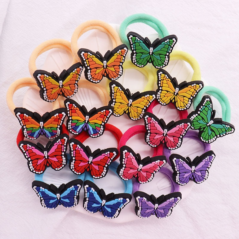 2Pcs/Set Kawaii Cartoon Animal Butterfly Headband Scrunchie Children's Elastic