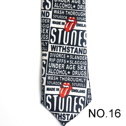 Crazy Typography Men's Tie Male Neckties Suit Party Ties Wedding Office Necktie